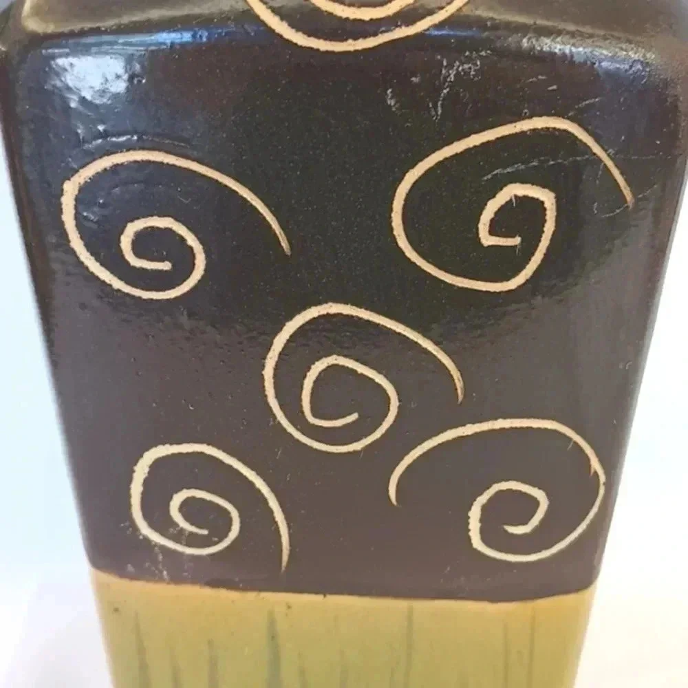 Vintage ceramic vase green black brown